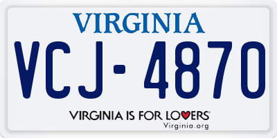 VA license plate VCJ4870