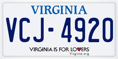 VA license plate VCJ4920