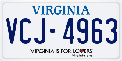 VA license plate VCJ4963