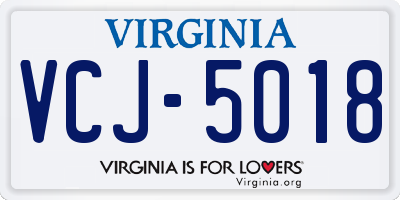 VA license plate VCJ5018