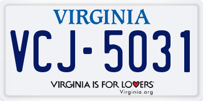 VA license plate VCJ5031