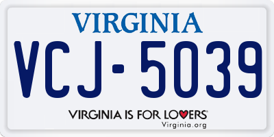 VA license plate VCJ5039