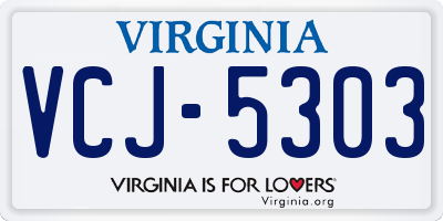 VA license plate VCJ5303