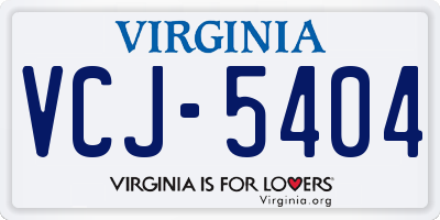 VA license plate VCJ5404