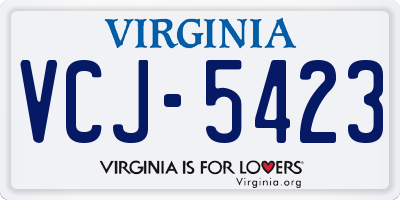 VA license plate VCJ5423