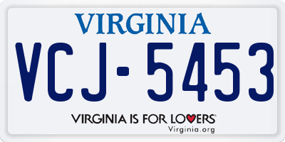 VA license plate VCJ5453