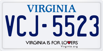 VA license plate VCJ5523