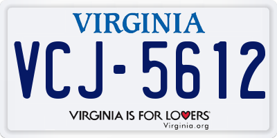 VA license plate VCJ5612