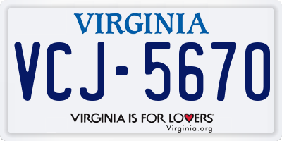 VA license plate VCJ5670
