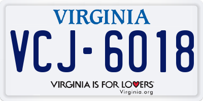 VA license plate VCJ6018