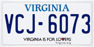 VA license plate VCJ6073