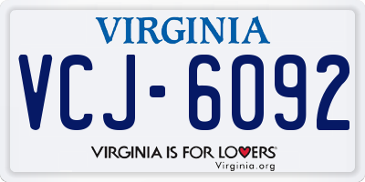VA license plate VCJ6092