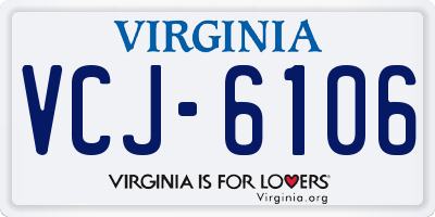 VA license plate VCJ6106
