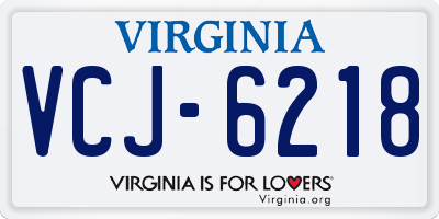 VA license plate VCJ6218