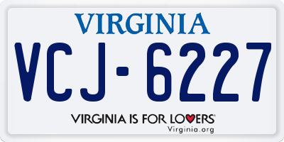 VA license plate VCJ6227