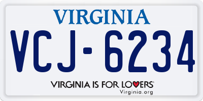 VA license plate VCJ6234