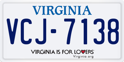 VA license plate VCJ7138