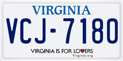 VA license plate VCJ7180