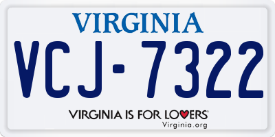 VA license plate VCJ7322