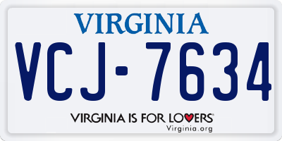 VA license plate VCJ7634