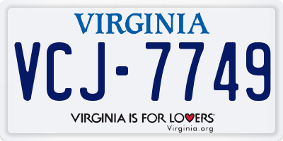 VA license plate VCJ7749