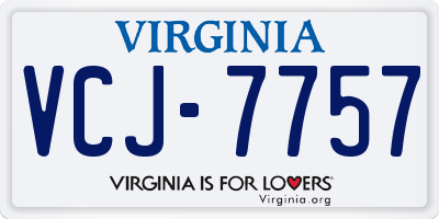 VA license plate VCJ7757