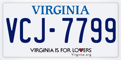 VA license plate VCJ7799