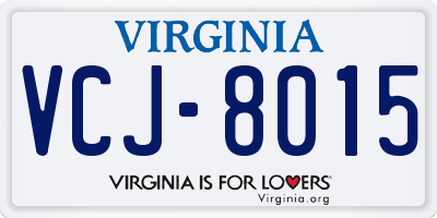 VA license plate VCJ8015
