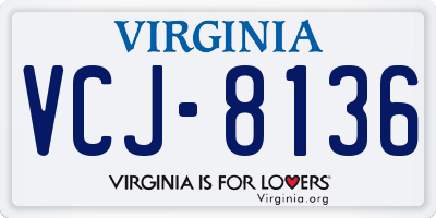 VA license plate VCJ8136