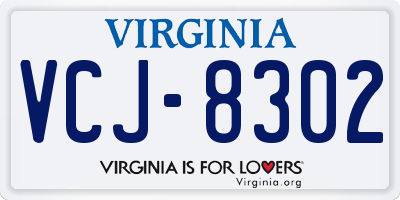 VA license plate VCJ8302