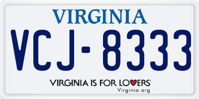 VA license plate VCJ8333