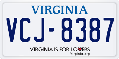 VA license plate VCJ8387