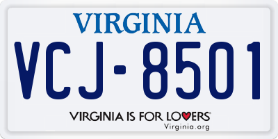 VA license plate VCJ8501