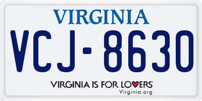 VA license plate VCJ8630