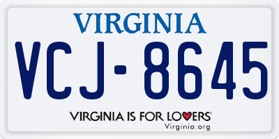 VA license plate VCJ8645