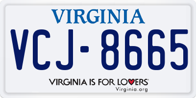 VA license plate VCJ8665