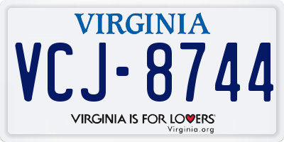 VA license plate VCJ8744