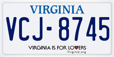 VA license plate VCJ8745