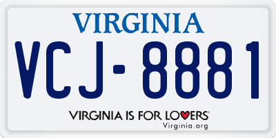 VA license plate VCJ8881