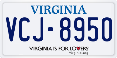 VA license plate VCJ8950