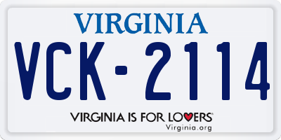 VA license plate VCK2114