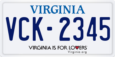 VA license plate VCK2345