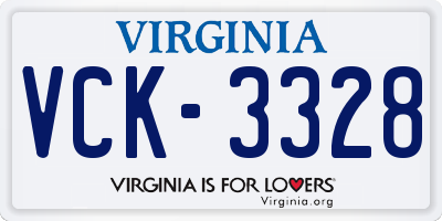 VA license plate VCK3328