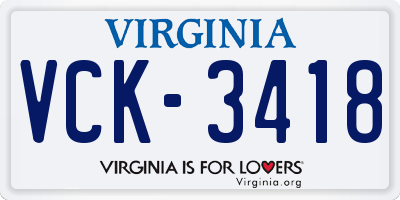 VA license plate VCK3418