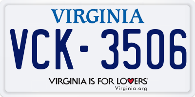 VA license plate VCK3506