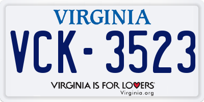 VA license plate VCK3523