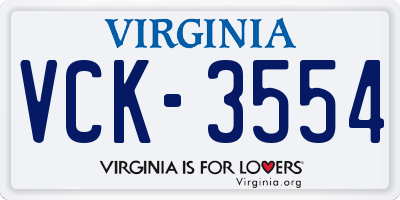 VA license plate VCK3554