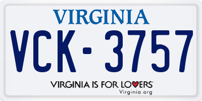 VA license plate VCK3757