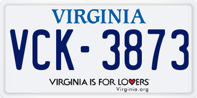 VA license plate VCK3873
