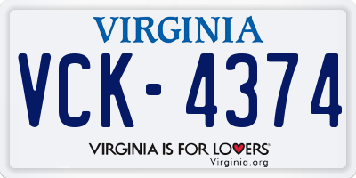 VA license plate VCK4374